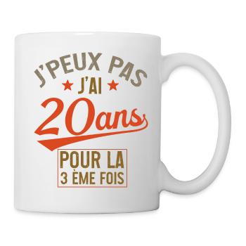 Je peux pas j'ai 20 ans pour la 3ème fois cadeau - Mug blanc - blanc - Droite