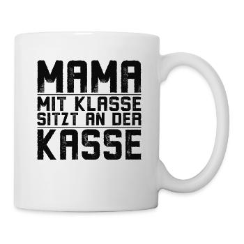 Mama mit klasse sitzt an der kasse - Tasse - Weiß - Rechts