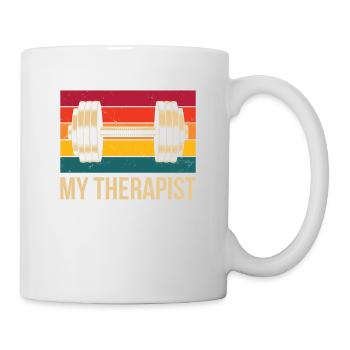 My therapist For all weight training fans - Mug - white - Right