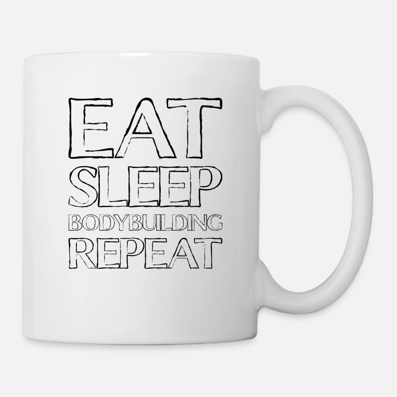 Essen Schlafen Bodybuilding - Tasse - Weiß