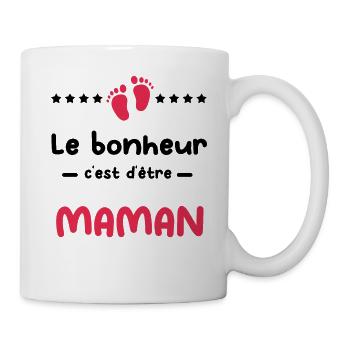 bonheur c'est d'être Maman cadeau future maman - Mug blanc - blanc - Droite