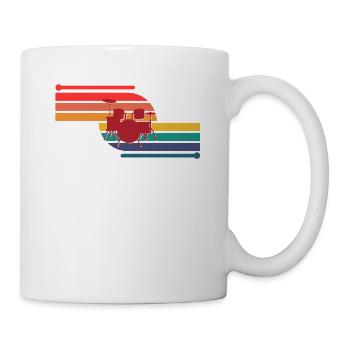 Retro Drummer Spieler Schlagzeug Schlagzeuger - Tasse - Weiß - Rechts
