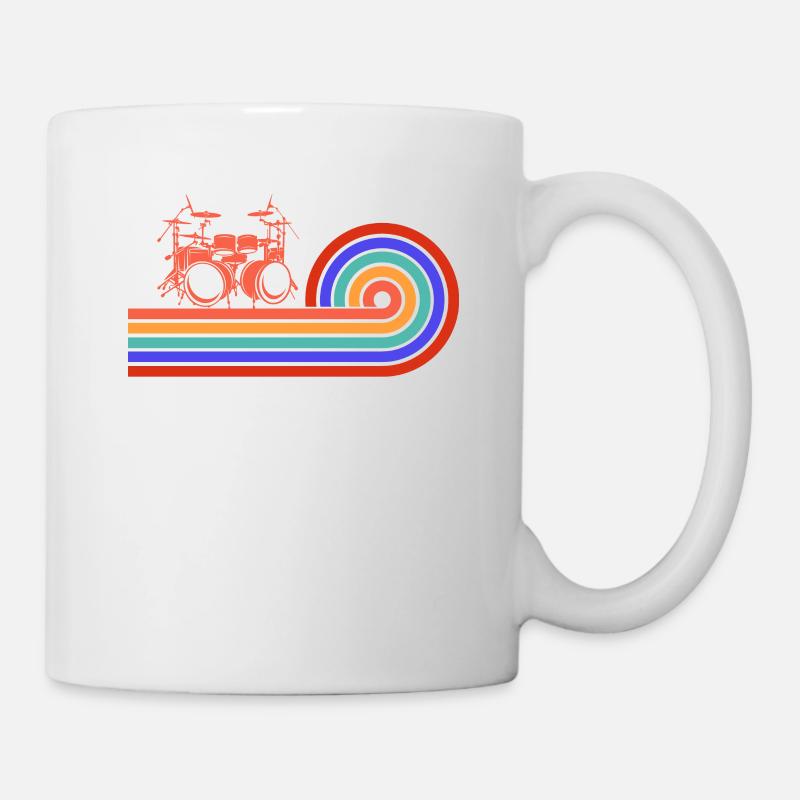 Retro Drummer Player Drums Drummer - Mug blanc - blanc