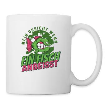 Mein Gesicht wenn ein Fisch anbeisst - Tasse - Weiß - Rechts