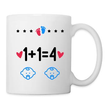 1+1=4 annonce grossesse jumeaux - Mug blanc - blanc - Droite