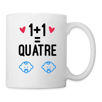 1+1=4 cadeau naissance jumeaux - Mug blanc - blanc - Droite
