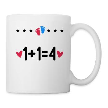 1+1=4 cadeau naissance jumeaux - Mug blanc - blanc - Droite