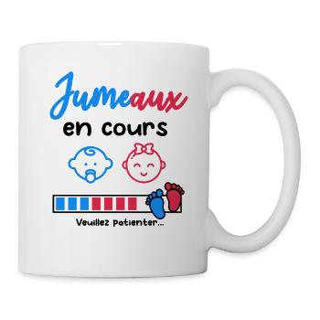 jumeaux jumelles en cours annonce grossesse - Mug blanc - blanc - Droite