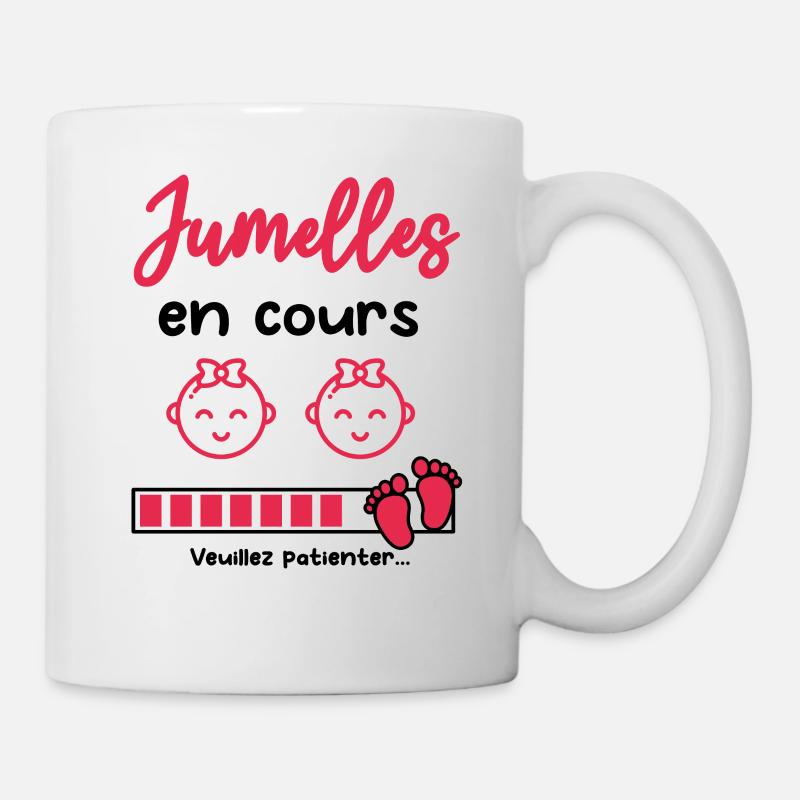 jumelles en cours cadeau naissance - Mug blanc - blanc
