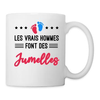 les vrais hommes font des jumelles naissance - Mug blanc - blanc - Droite
