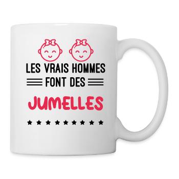 les vrais hommes font des jumelles naissance - Mug blanc - blanc - Droite