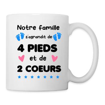 notre famille s'agrandit jumeaux naissance - Mug blanc - blanc - Droite