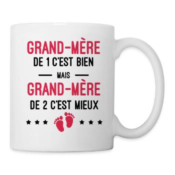 cadeau naissance jumeaux grand-mère - Mug blanc - blanc - Droite
