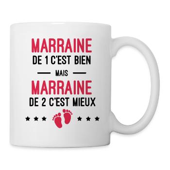 cadeau naissance jumeaux marraine - Mug blanc - blanc - Droite