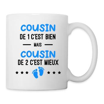 annonce grossesse jumeaux Cousin - Mug blanc - blanc - Droite