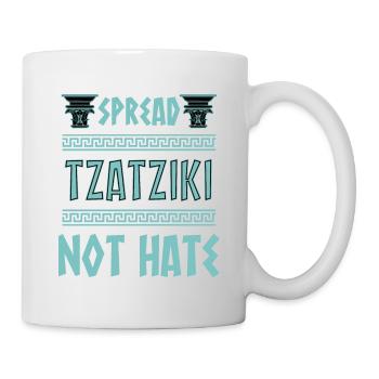 Griechische Mythologie und Griechisches Essen - Tasse - Weiß - Rechts