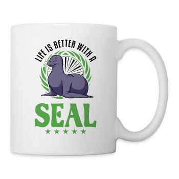 La vie est meilleure avec un phoque phoque lion - Mug blanc - blanc - Droite