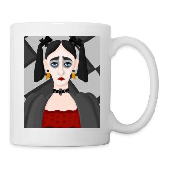 Cubism Art Portrait Of A Goth Girl In - Mug - white - Right