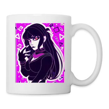 Goth Anime Vaporwave Cute Creepy Goth Girl - Mug - white - Right