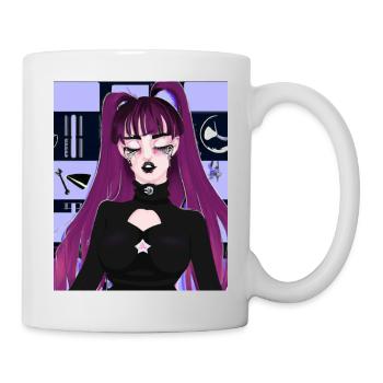 Goth Anime Vaporwave Cute Creepy Goth Girl - Mug - white - Right