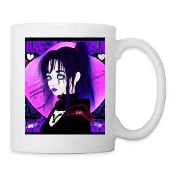 Goth Anime Vaporwave Cute Creepy Goth Girl - Mug - white - Right