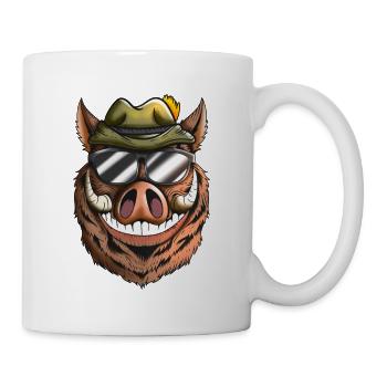 Eber Frischling Jägermütze Wildschein Jagt Kostüm - Mug blanc - blanc - Droite
