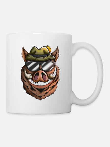 Eber Frischling Jägermütze Wildschein Jagt Kostüm - Tasse - Weiß
