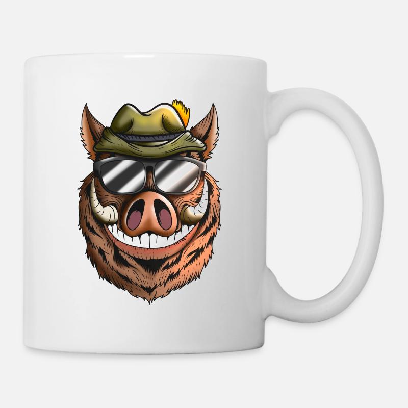 Eber Frischling Jägermütze Wildschein Jagt Kostüm - Tasse - Weiß