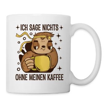Süßes Faultier Trinkt Kaffee Geschenk Chillen - Tasse - Weiß - Rechts