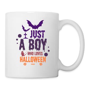 Only a boy who loves Halloween - Mug - white - Right