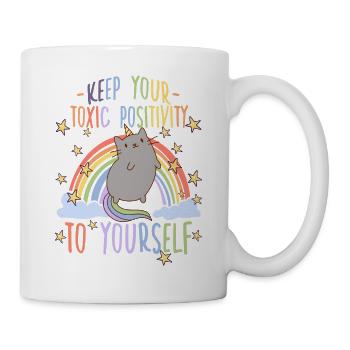 Cynical Anti Rainbow Motif Cat Owner - Mug - white - Right