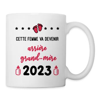 femme devenir Arrière grand-mère 2023 naissance - Mug blanc - blanc - Droite