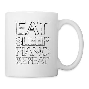 Essen Schlafen Klavier - Tasse - Weiß - Rechts