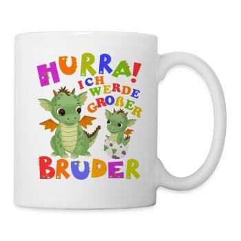 Hurra! Ich Werde Großer Bruder Cute Dragon Baby - Tasse - Weiß - Rechts