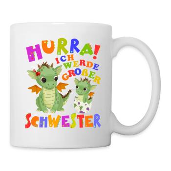 Hurra! Ich Werde Großer Schwester Cute Dragon Baby - Tasse - Weiß - Rechts