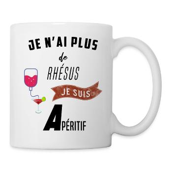 Je n'ai plus de rhésus je suis A péritif - Apéro - Mug blanc - blanc - Droite