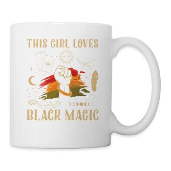 Dieses Mädchen Liebt Die Schwarze Magie Feiern - Tasse - Weiß - Rechts