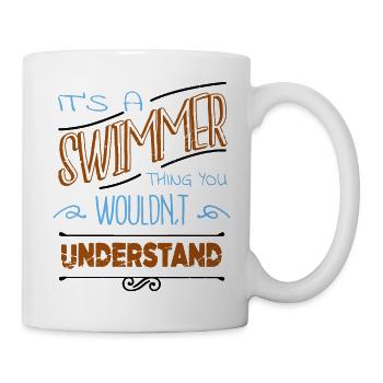 swimsuit tshirts statement swimming funny happy - Mug - white - Right