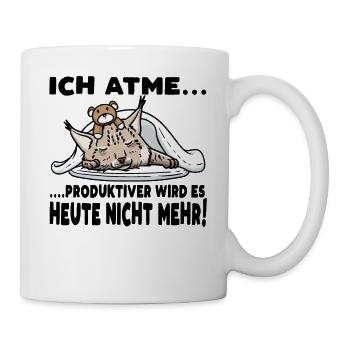 Luchs Katze Schlaf Schlafen Mit Kuscheltier - Tasse - Weiß - Rechts