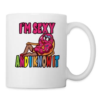 Lustiger Leckerer Donut für einen - Tasse - Weiß - Rechts