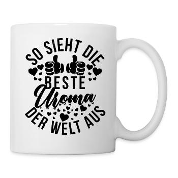 Beste Uroma Der Welt Urgroßmutter - Tasse - Weiß - Rechts