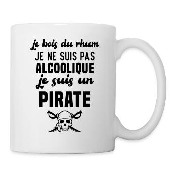 Je ne suis pas alcoolique je suis un pirate - Mug blanc - blanc - Droite