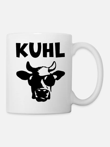 Kuh Kuhl Coole Kuh mit Sonnenbrille Lustig - Tasse - Weiß