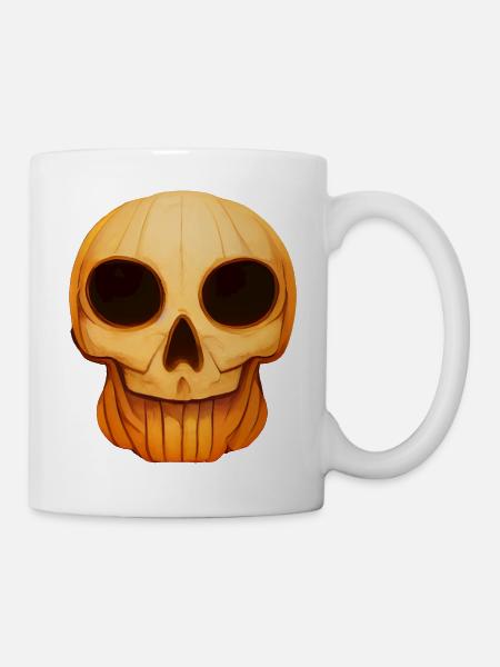spooktober halloween kürbis Skelett schäde - Tasse - Weiß