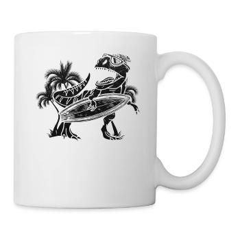 Surfing Dinosaur Water Surfer Dino - Mug - white - Right