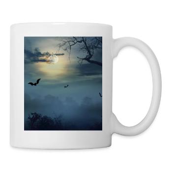 Goth Ästhetik Vollmond Und Fledermäuse - Tasse - Weiß - Rechts