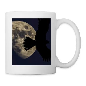 Ciel nocturne avec l’ombre de pleine lune d’un oiseau de proie - Mug blanc - blanc - Droite