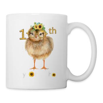 chicken with sunflower happy 100th day of school - Mug - white - Right