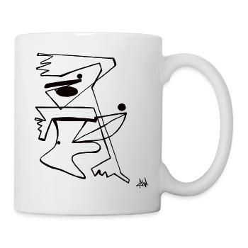 Zeichnung Gesicht Eine Linie schwarz Frau - Tasse - Weiß - Rechts