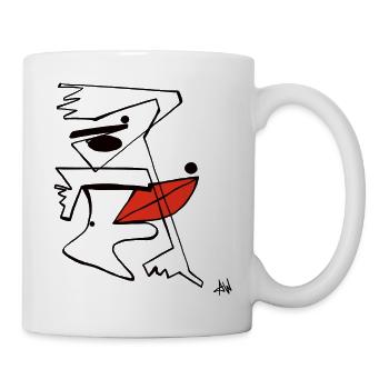 Drawing abstract line art lady woman a line - Mug - white - Right